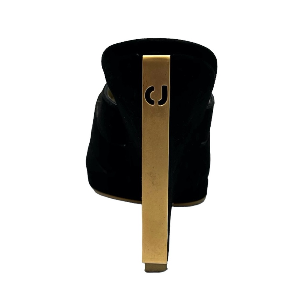 CHARLES JOURDAN PARIS BLACK SUEDE & GOLD METAL WEDGES SIZE 8.5M - Picture 11 of 15